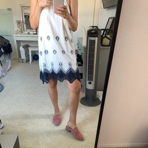 William B Blue Embroidery Dress